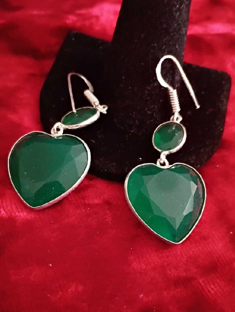 Green Emerald Heart Drop Earrings - Women Jewelry 💝🫢